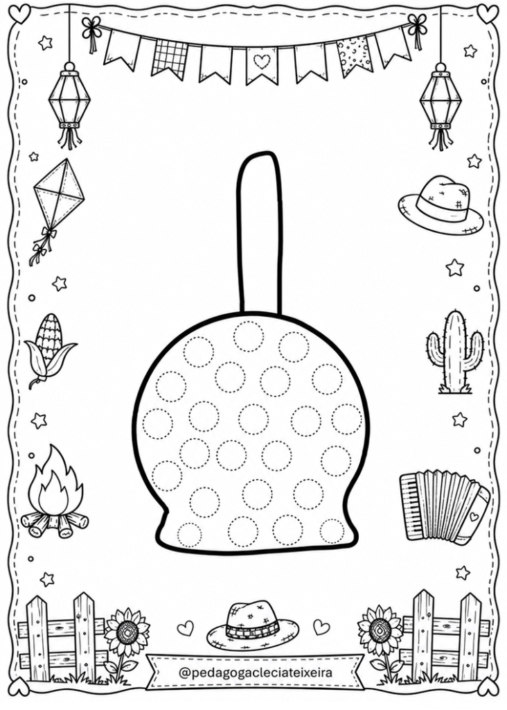 Desenhos festa junina com bolinhas para colorir
