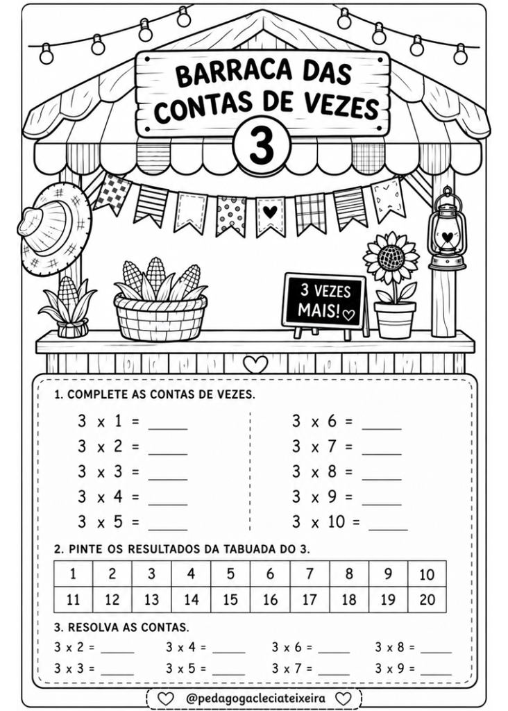 Tabuada da multiplicação para imprimir