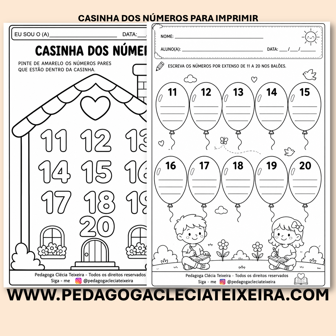 Casinha dos números para imprimir