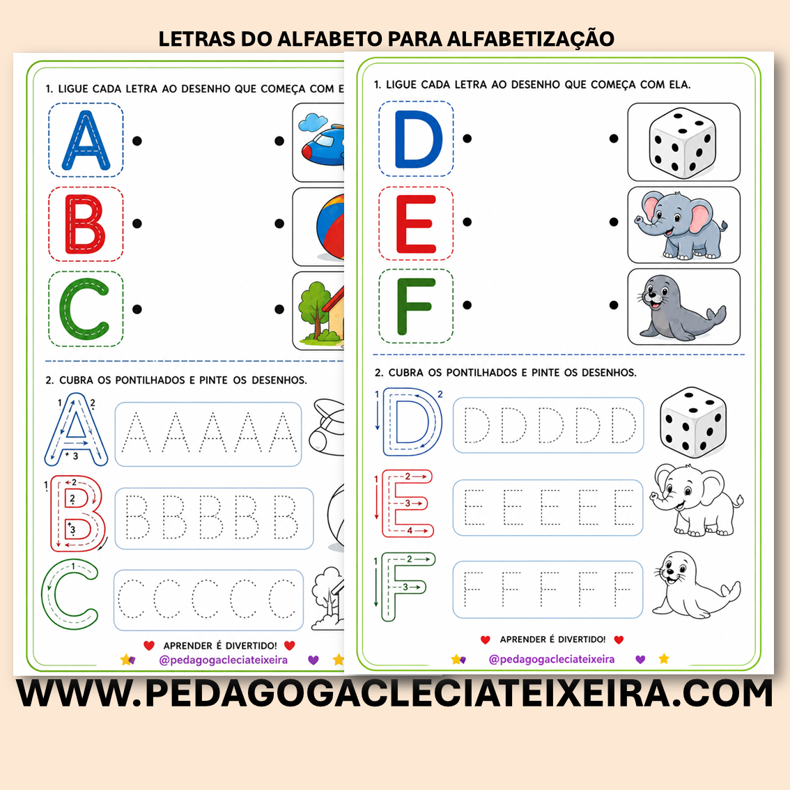 Letras do alfabeto para alfabetização