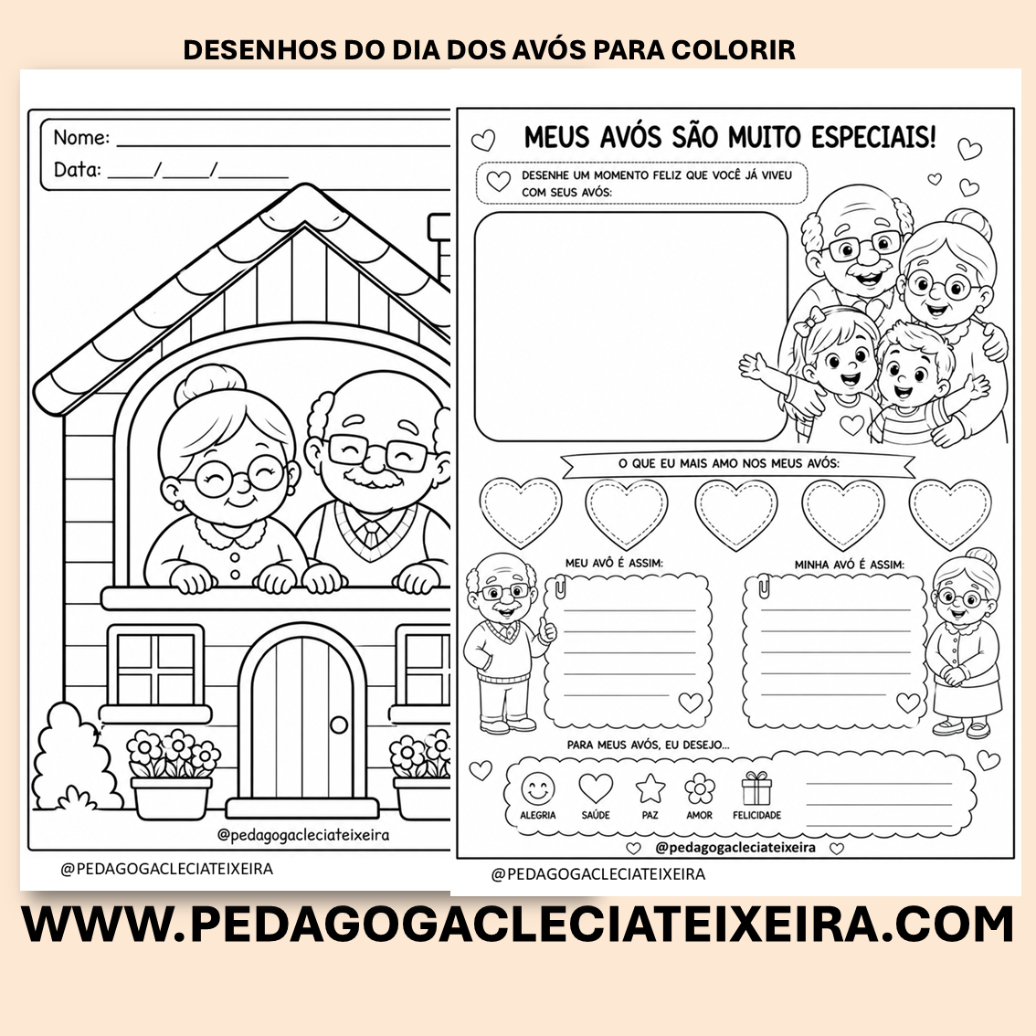 Desenhos do dia dos avós para colorir