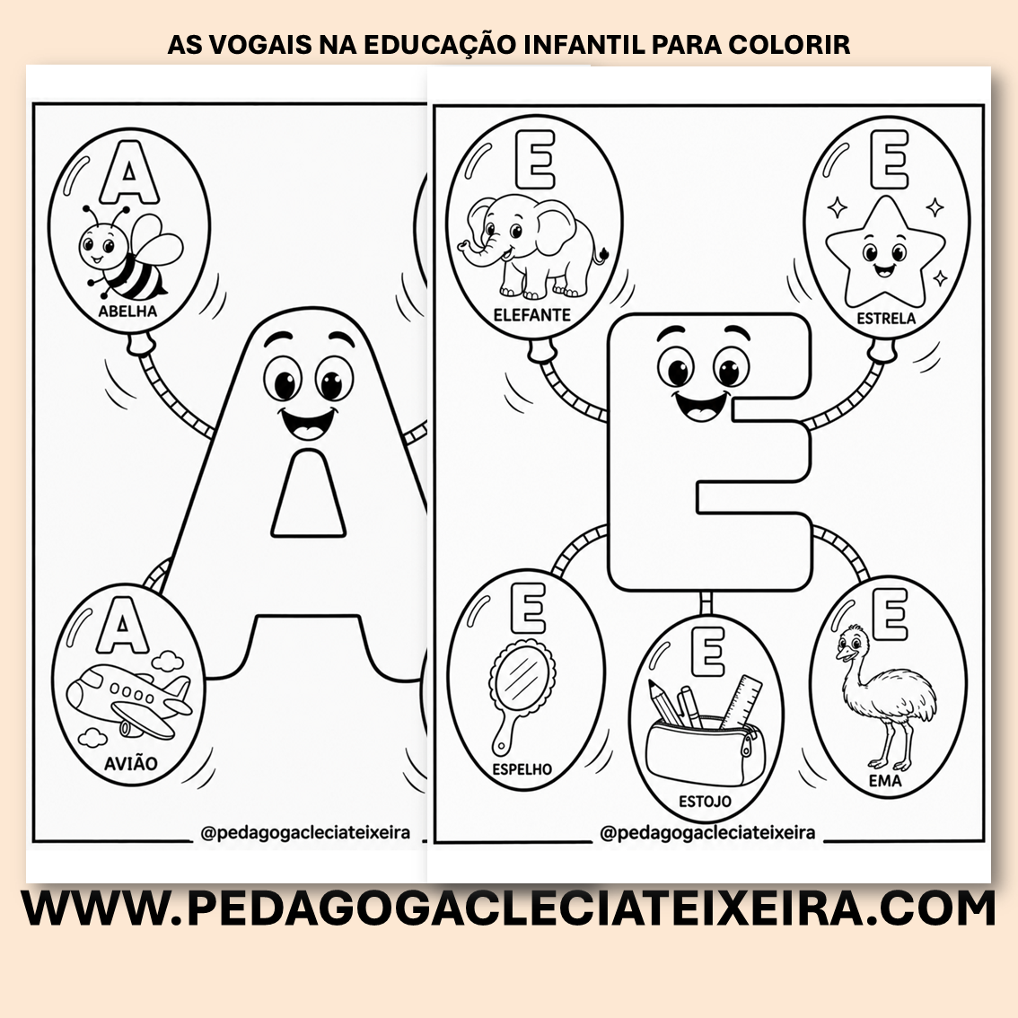 As vogais na educação infantil para colorir