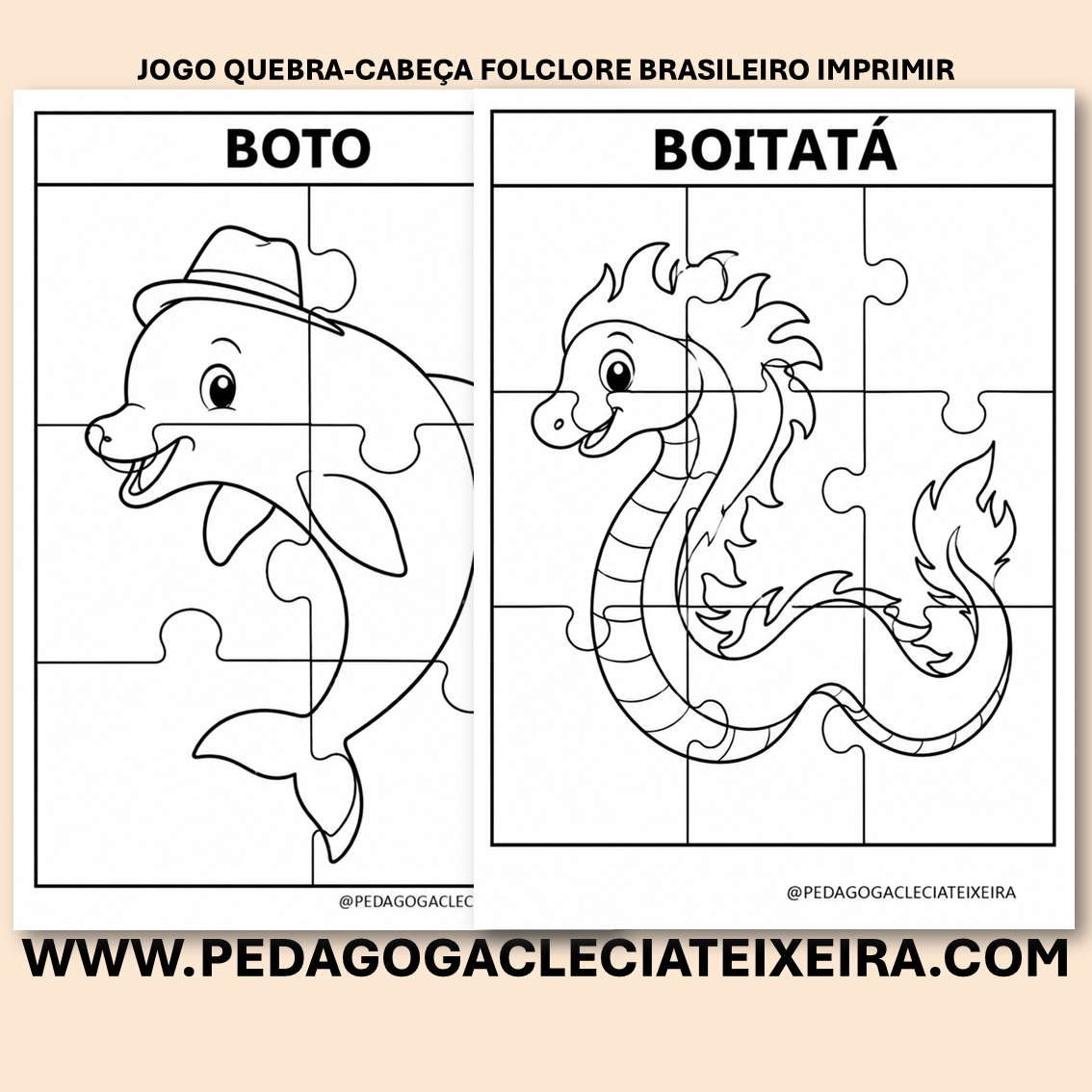 Jogo quebra-cabeça folclore brasileiro imprimir