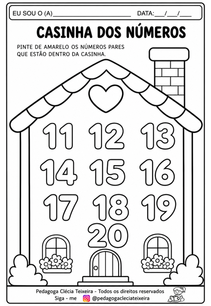 Casinha dos números para imprimir