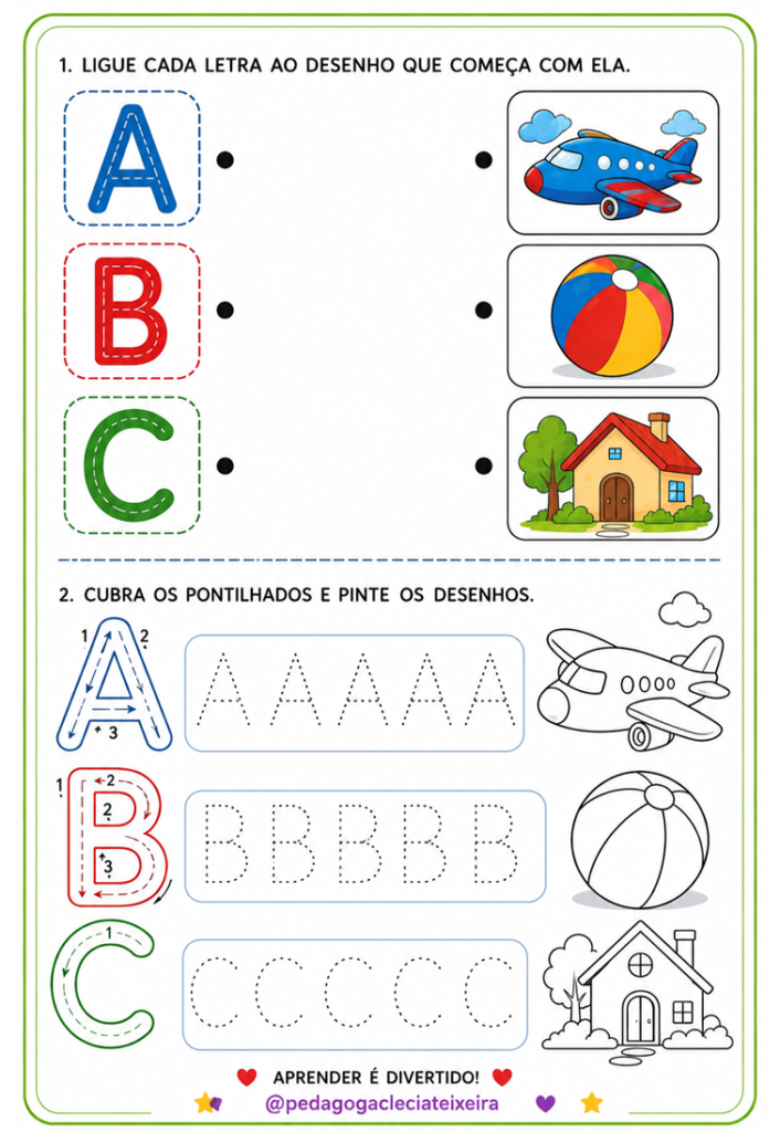 Letras do alfabeto para alfabetização