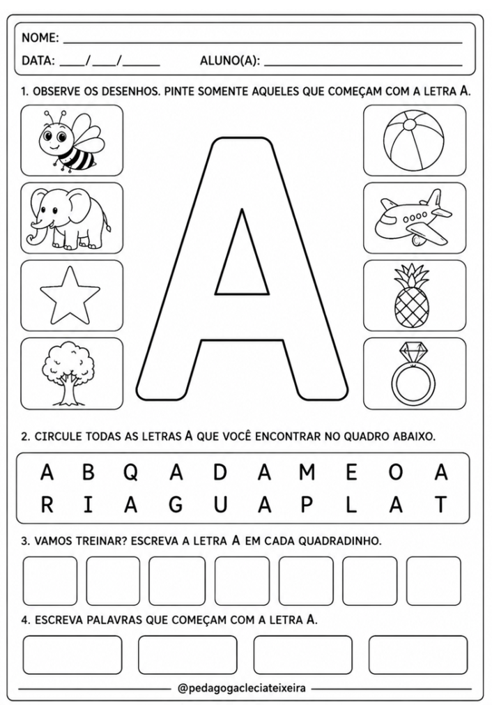 As vogais que começam A E I O U educação infantil