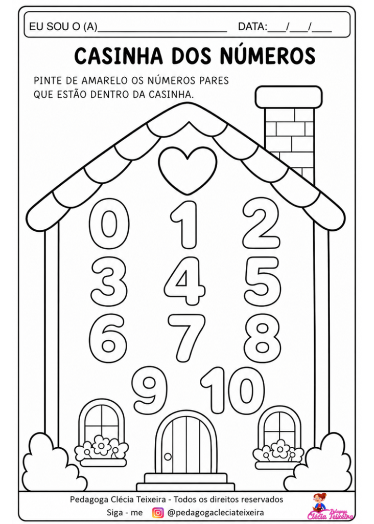 Casinha dos números na educação infantil