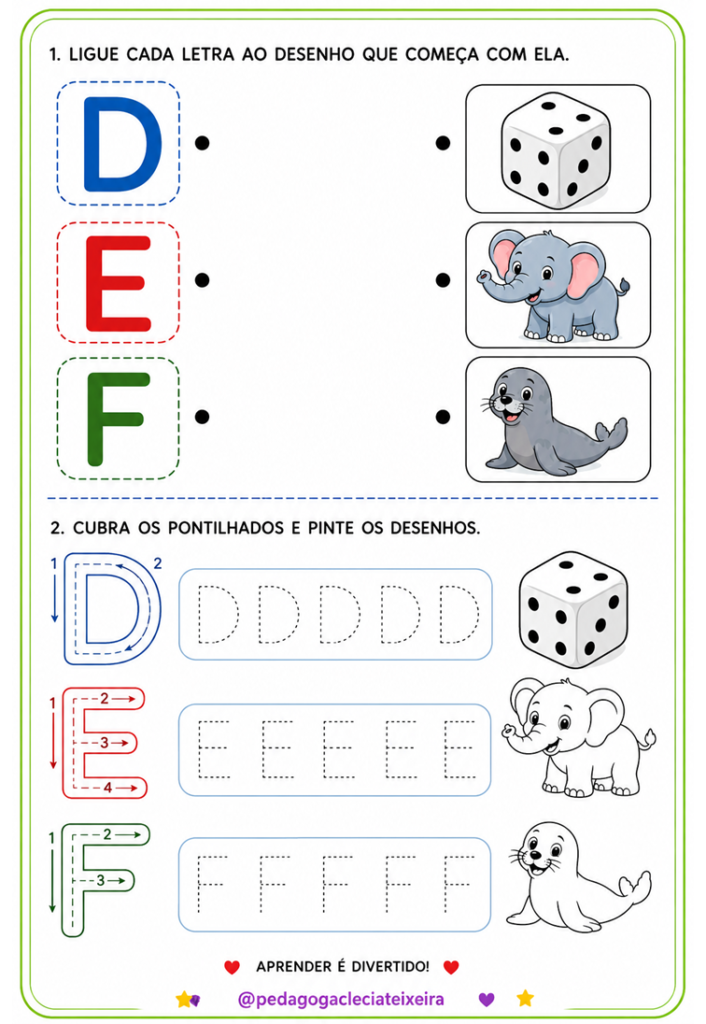 Letras do alfabeto para alfabetização