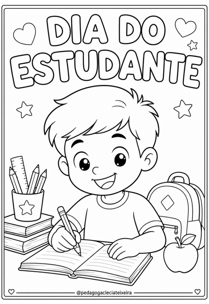 Atividades dia do estudante para colorir e matemática