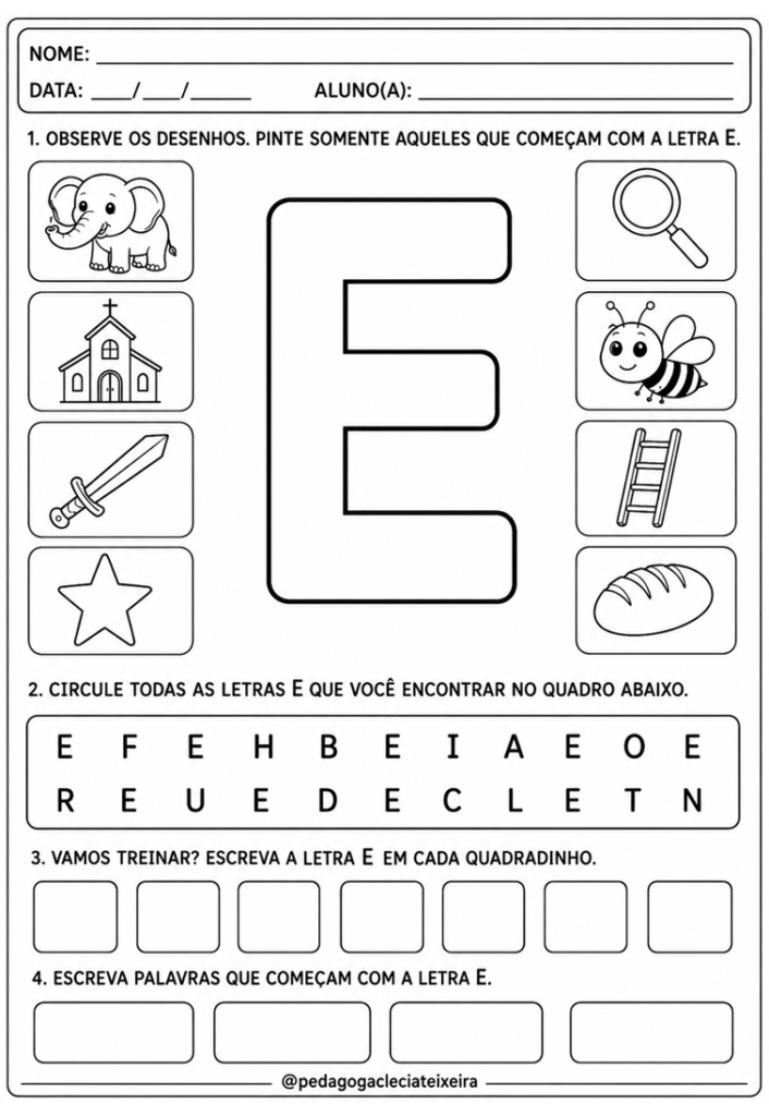 As vogais que começam A E I O U educação infantil