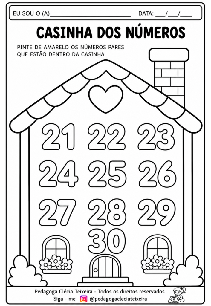 Casinha dos números para imprimir