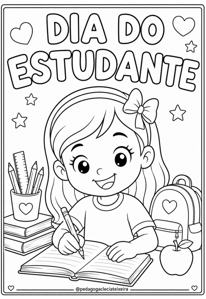 Atividades dia do estudante para colorir e matemática