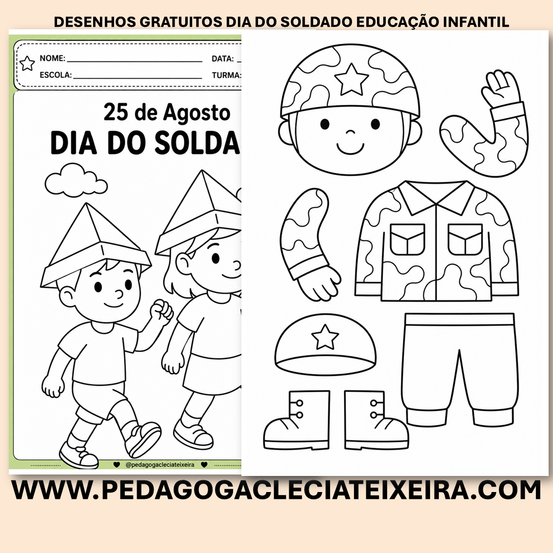 Desenhos gratuitos dia do soldado educação infantil