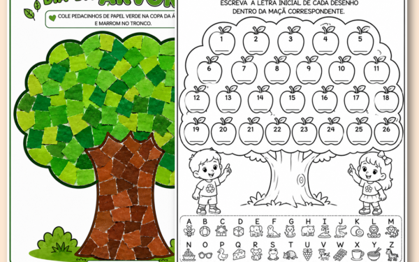 Dia da árvore para colorir na educação infantil
