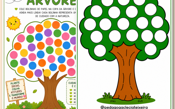 Dia da árvore com bolinhas na educação infantil