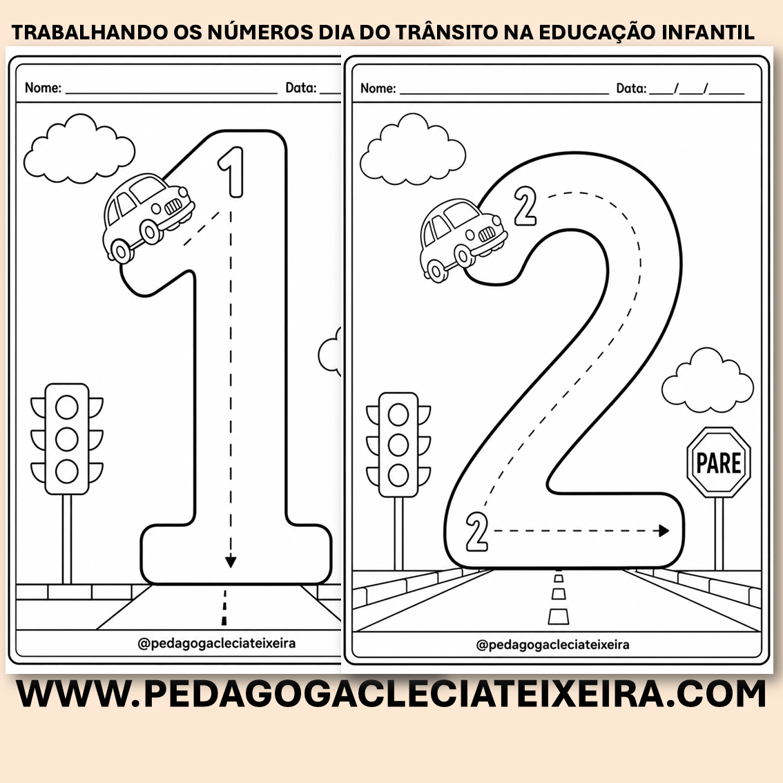 Trabalhando os números dia do trânsito na educação infantil