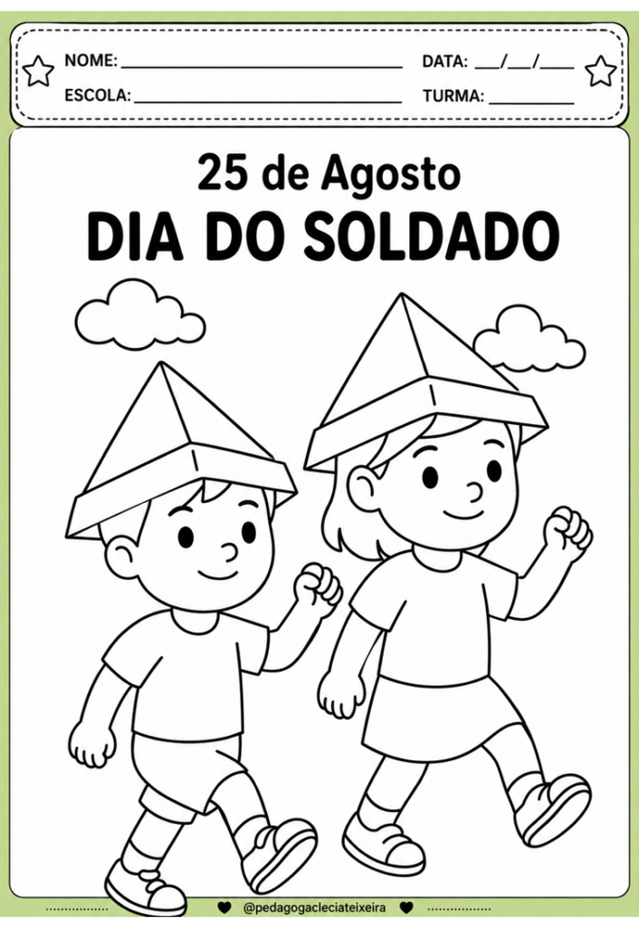 Desenhos gratuitos dia do soldado educação infantil