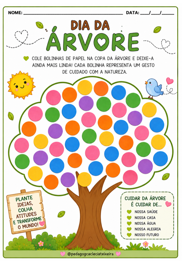 Dia da árvore com bolinhas na educação infantil