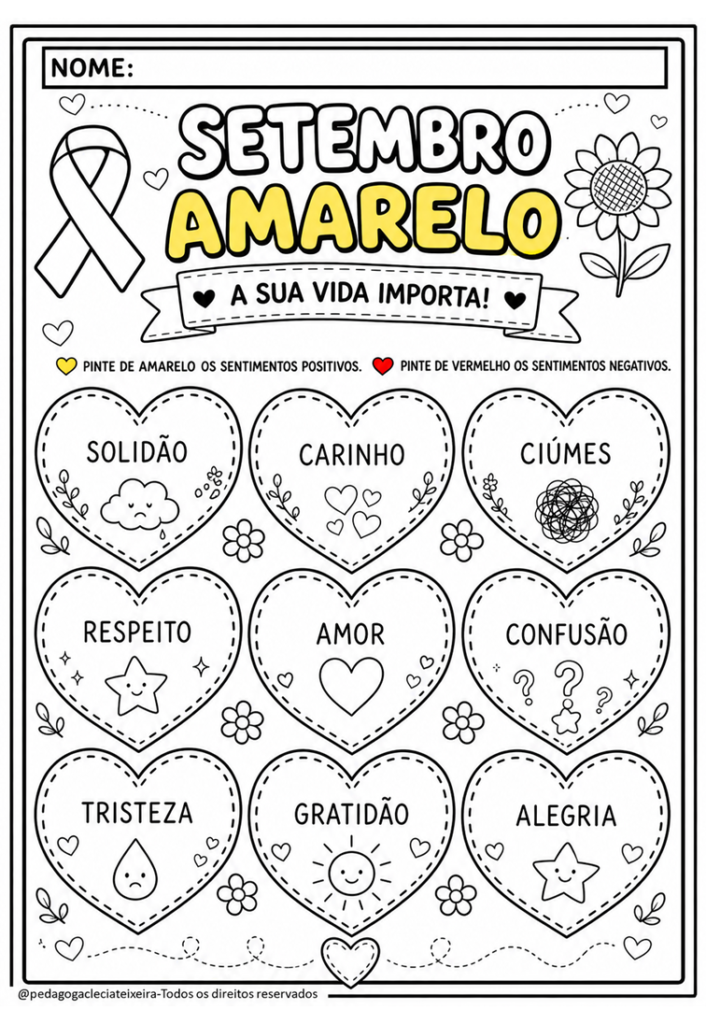 Atividades setembro amarelo educação infantil