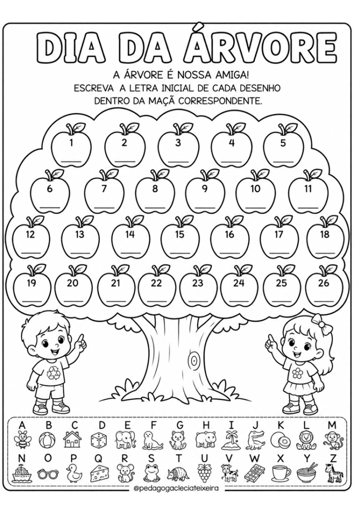 Dia da árvore para colorir na educação infantil