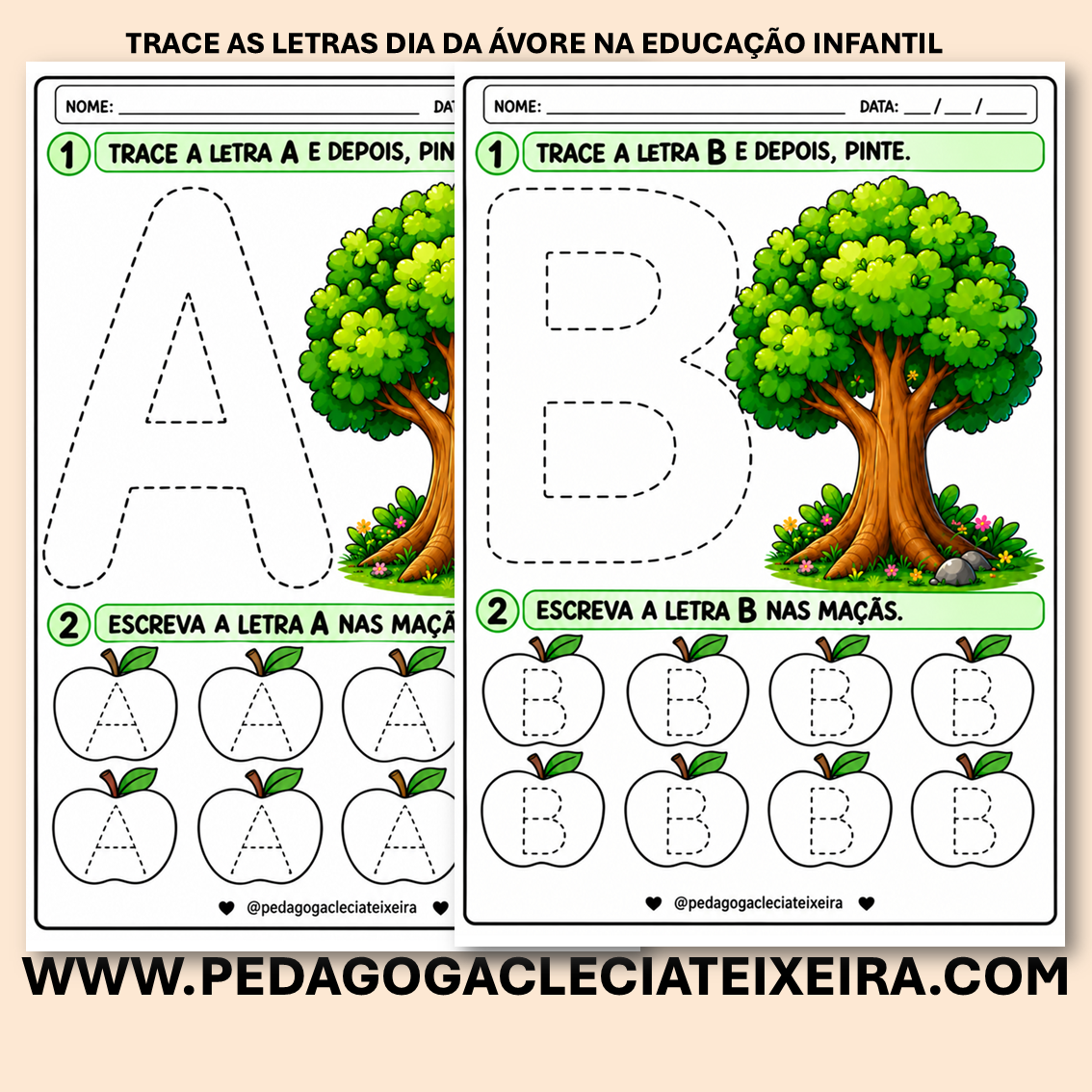 Trace as letras dia da árvore educação infantil