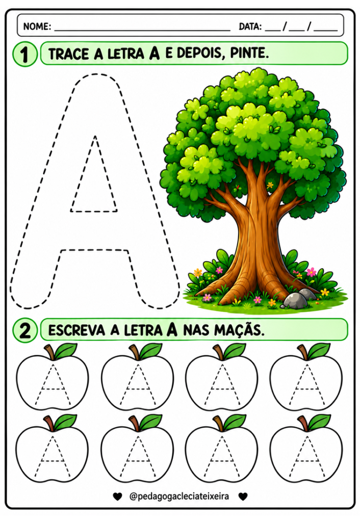 Trace as letras dia da árvore educação infantil