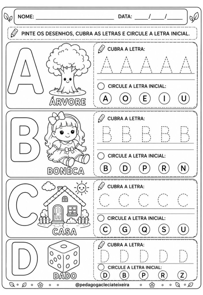As letras do alfabeto para colorir educação infantil