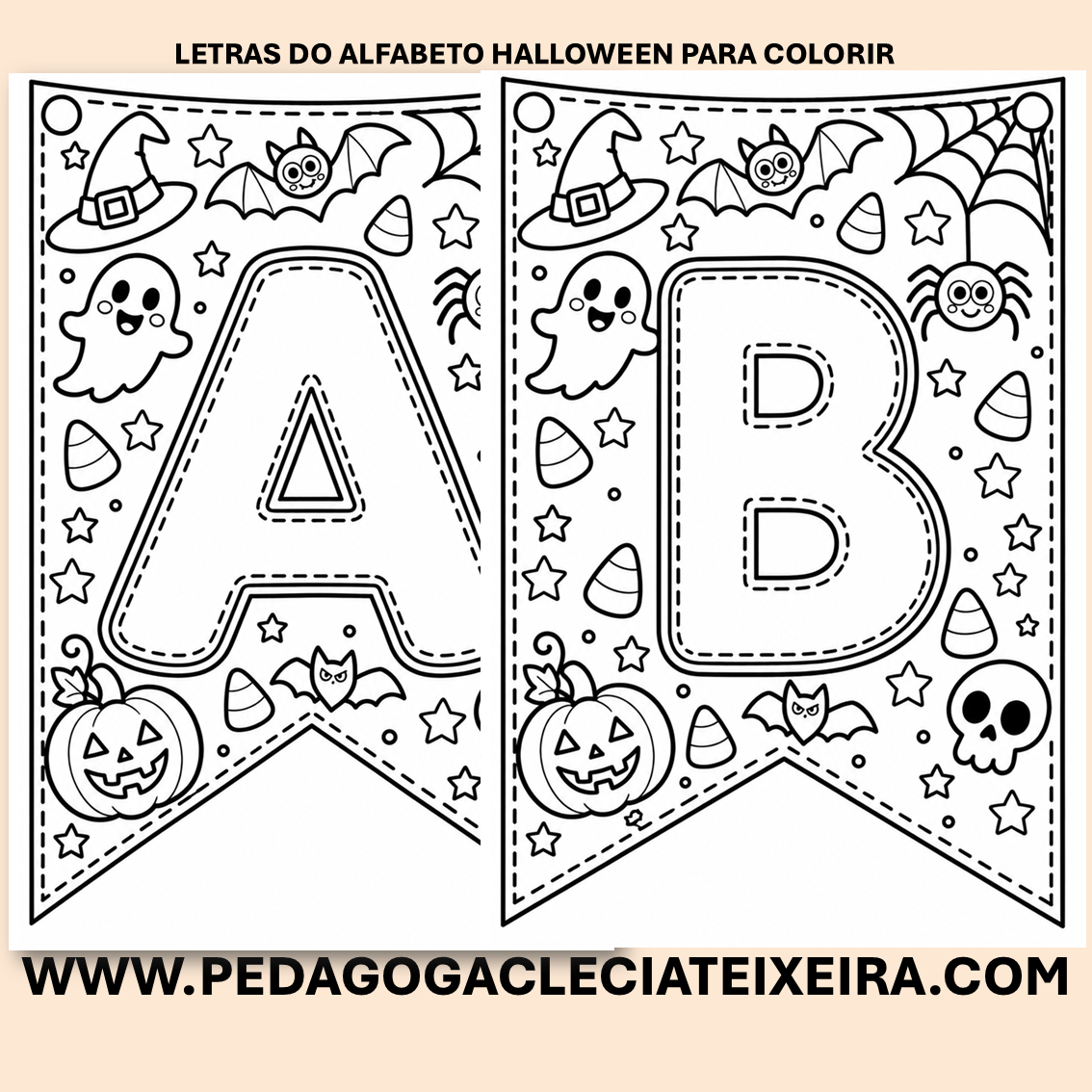 Letras do alfabeto halloween para colorir