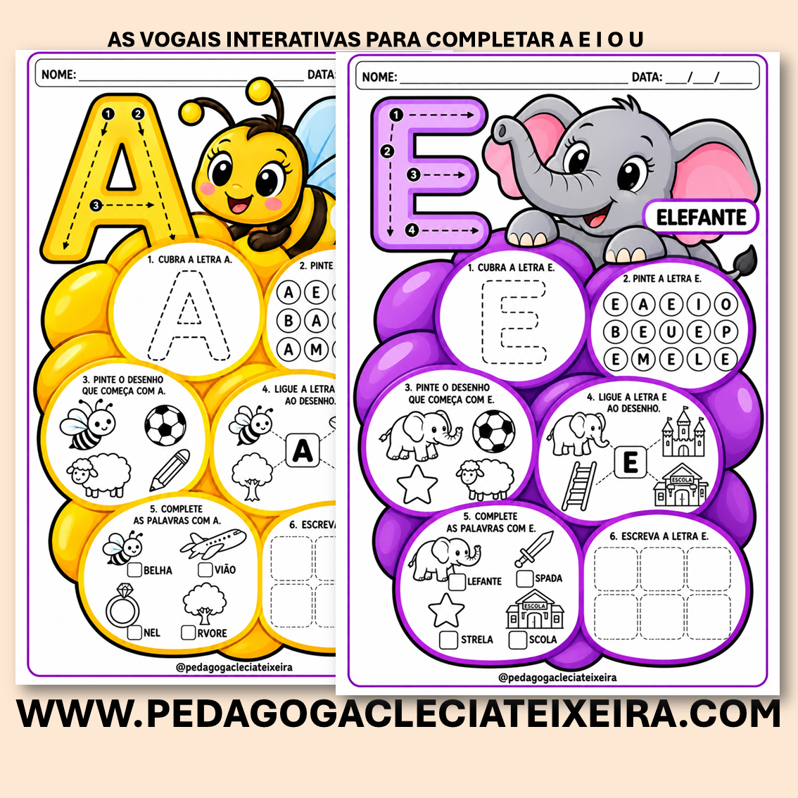 As vogais interativas para completarA E I O U