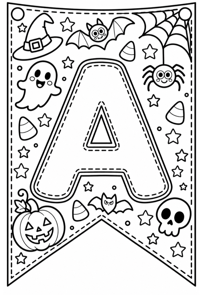 Letras do alfabeto halloween para colorir