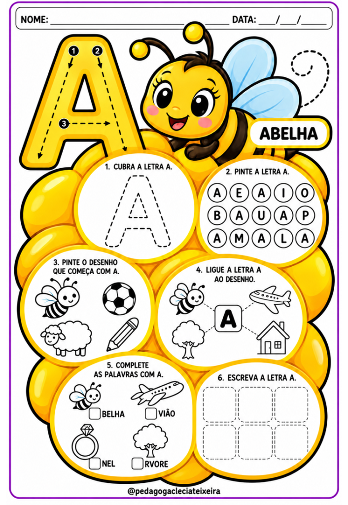 As vogais interativas para completar A E I O U