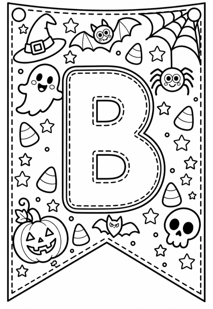 Letras do alfabeto halloween para colorir